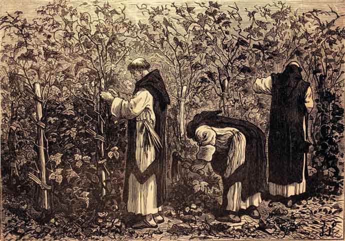 Monaci al lavoro nei campi